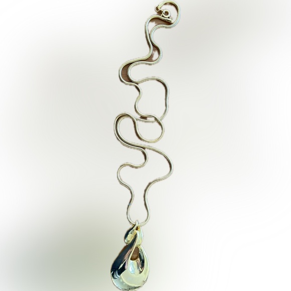 Gold Rope Chain Gold Double Loop Pendant - Picture 2 of 3